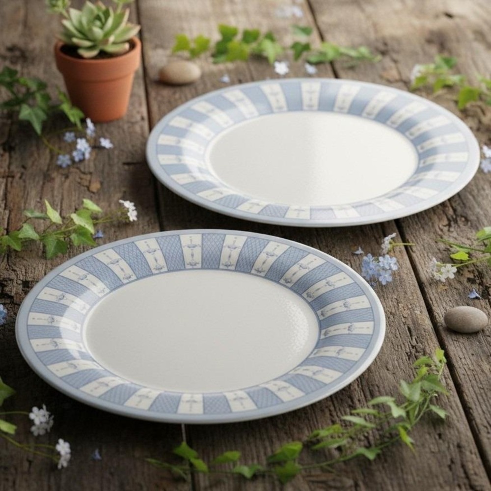 Martha Stewart Everyday Garden Trellis Dinner Plates, Set‎ of 2, White Stoneware